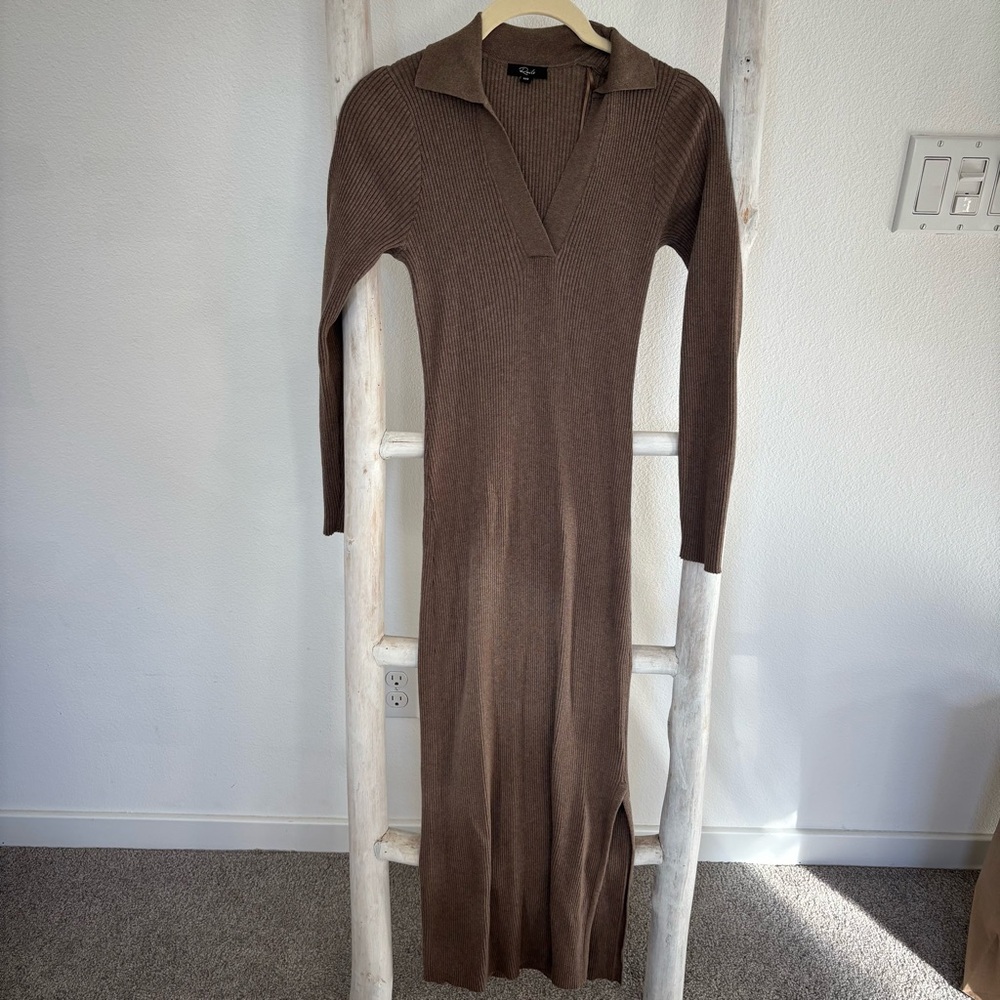 Rails Chocolate Long Sleeve Dress